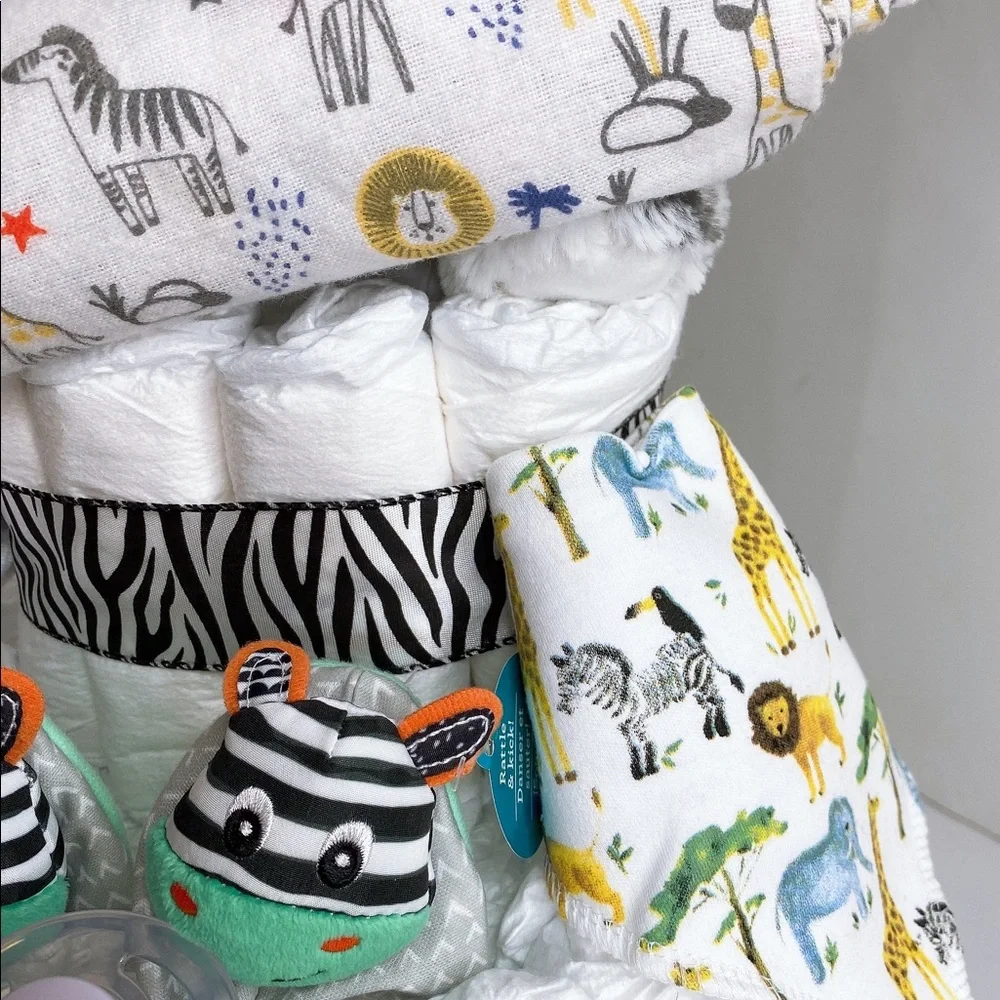 Zebra Diaper Cake, Safari Themed